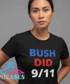 Black Shirt with Bold Bush Did 911 Text Black Shirt with Bold Bush Did 911 Text