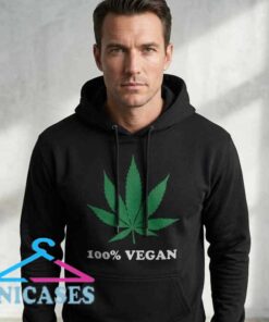 Cannabis Leaf 100% Vegan Black Hoodie