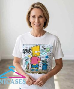 Alternative view of Vintage 90s Bootleg Bart Simpson Graffiti Brick Wall Tee