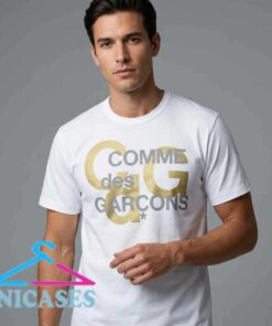 CDG Archive Two white cotton T-shirt with minimalist graphic style, short sleeve design, casual streetwear aesthetic, and versatile black, white, and other color options.