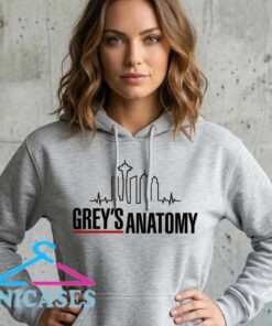 Grey's Anatomy Seattle skyline graphic cotton T-shirt inspired by the iconic medical drama, available in black, white, and other colors for fans.