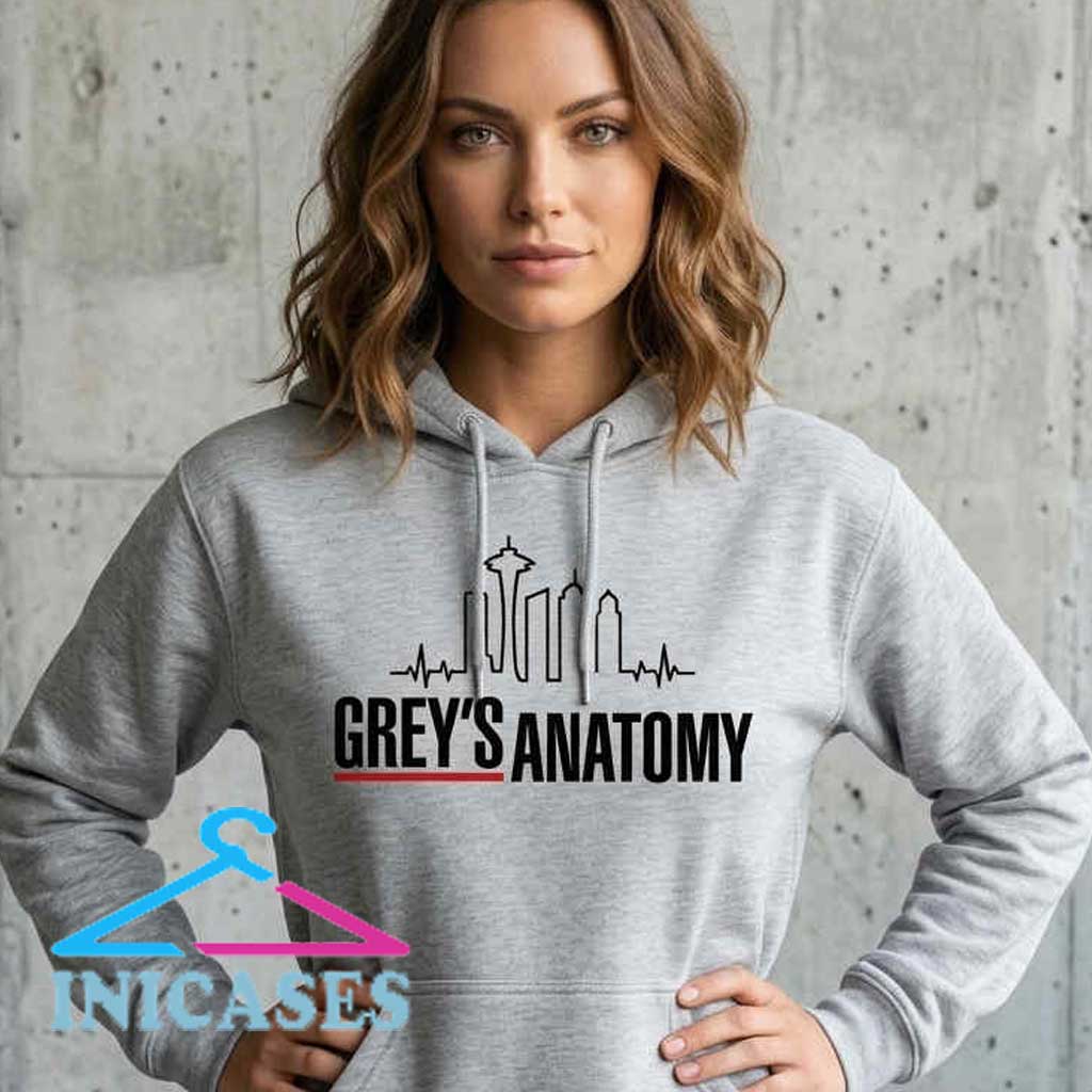 Grey's Anatomy Seattle Skyline Sweatshirt Grey's Anatomy Seattle skyline graphic cotton T-shirt inspired by the iconic medical drama, available in black, white, and other colors for fans.