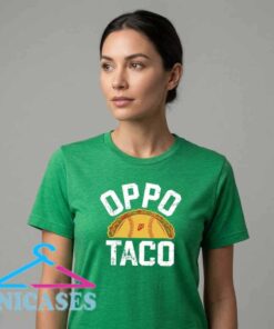 Oppo Taco baseball T-shirt featuring playful sports and food-inspired graphic artwork, cotton casual tee design, relaxed streetwear style, and fun baseball fashion for everyday outfits and fans.