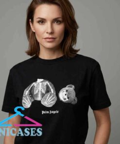homepage Palm Angels Skeleton Bear graphic T-shirt featuring edgy skeletal bear artwork, cotton short sleeve streetwear tee inspired by luxury fashion, urban style, and bold graphic apparel