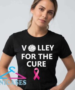 Pink Ribbon Volleyball Awareness graphic T-shirt featuring a pink ribbon and volleyball-inspired design, cotton short sleeve sports apparel, athletic fashion, team spirit, and casual everyday wear.