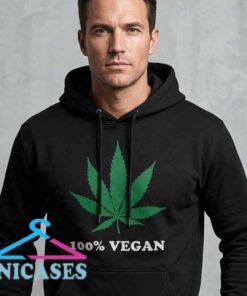 Cannabis Leaf 100% Vegan Black Hoodie