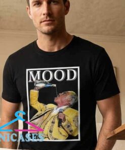 Vicente Fernández MOOD drink pour retro T-shirt featuring vintage Mexican music artwork, bold graphic design, cotton casual shirt, nostalgic style, and expressive party-inspired streetwear fashion.