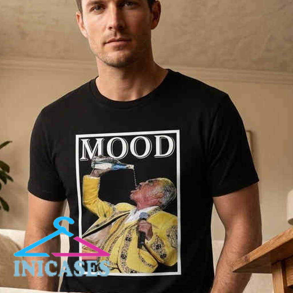 Vicente Fernández MOOD Drink Pour Retro T-Shirt Art Vicente Fernández MOOD drink pour retro T-shirt featuring vintage Mexican music artwork, bold graphic design, cotton casual shirt, nostalgic style, and expressive party-inspired streetwear fashion.