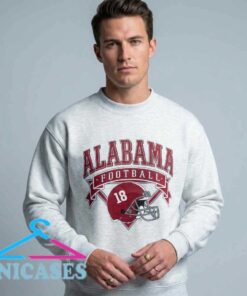 Vintage Alabama football ash grey crewneck sweatshirt featuring classic collegiate-inspired graphics, cotton fabric, short sleeves, and a sporty casual style for fans and streetwear lovers.
