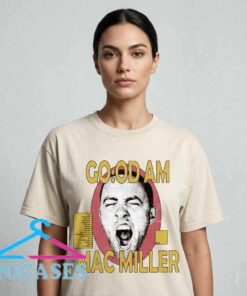 Vintage Mac Miller GOOD AM graphic tee with retro hip hop artwork, cotton short sleeve apparel for rap fans, music lovers, streetwear enthusiasts, and collectors.