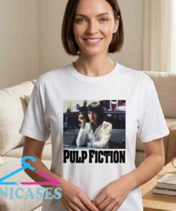 Mia Wallace Pulp Fiction T shirt featuring iconic movie character design, retro film graphic tee inspired by classic cinema, pop culture streetwear for movie fans