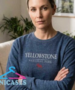 Vintage Yellowstone National Park graphic tee featuring outdoor-inspired artwork, cotton casual apparel for hikers, travelers, campers, nature lovers, and park enthusiasts.