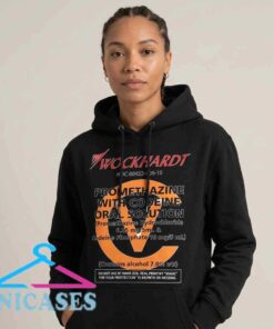Wockhardt Promethazine graphic hoodie featuring prescription-label-inspired artwork, cotton streetwear design, bold novelty graphic, casual urban fashion, alternative apparel, and everyday styling.
