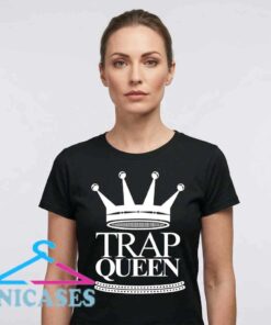 homepage Trap Queen shirt with bold hip hop slogan typography, rap culture graphic tee, streetwear fashion design, urban music inspired apparel, confident style unisex shirt