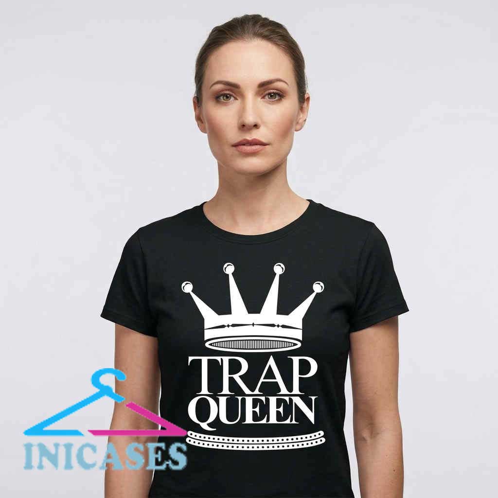 Women's Trap Queen Crown T-Shirt Trap Queen shirt with bold hip hop slogan typography, rap culture graphic tee, streetwear fashion design, urban music inspired apparel, confident style unisex shirt